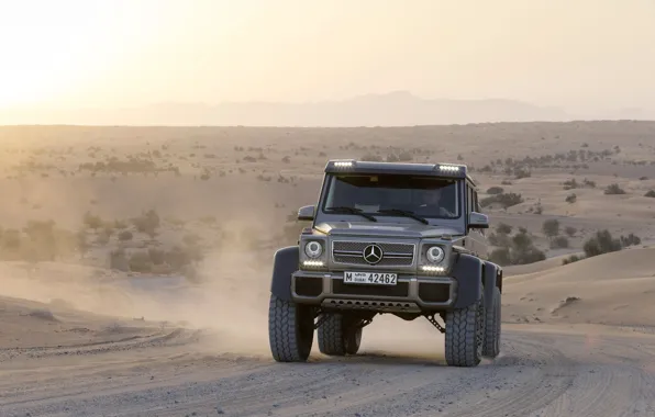 Картинка Mercedes-Benz, Песок, Пустыня, AMG, Внедорожник, G63, Передок, 6x6
