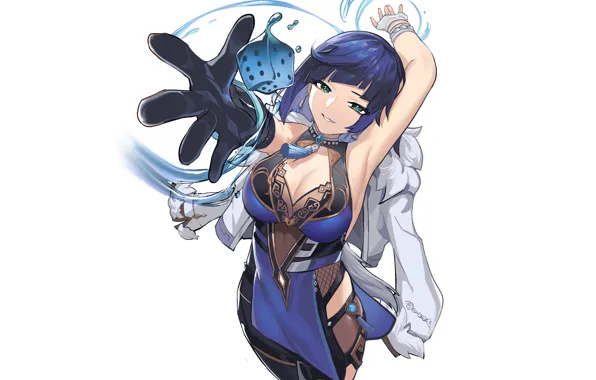 Girl, hot, sexy, boobs, blue, anime, pretty, breasts
