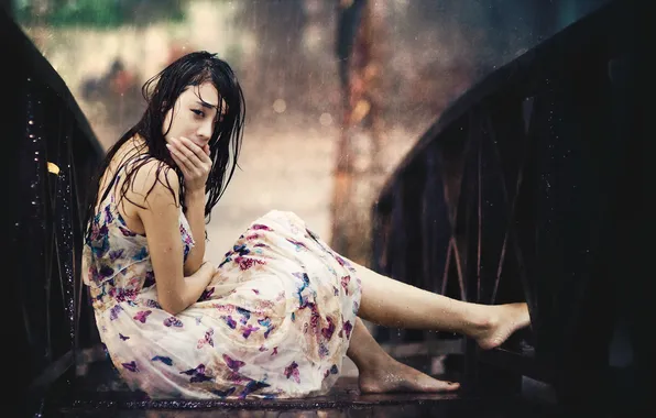 Девушка, дождь, настроение