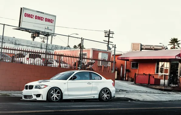 Белый, бмв, BMW, white, 1 серия