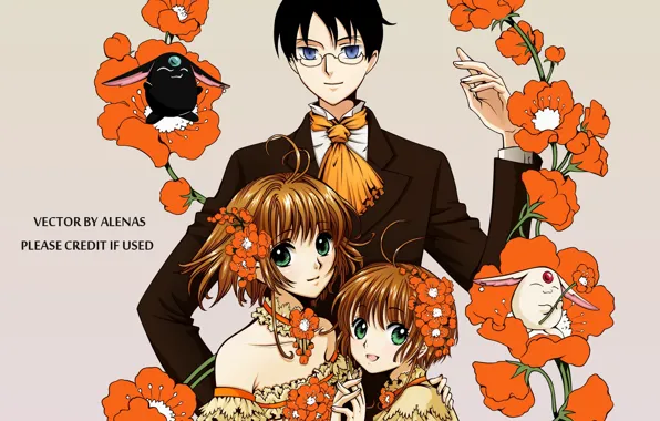 Цветы, дети, парень, Card Captor Sakura, кросовер, xxxHolic