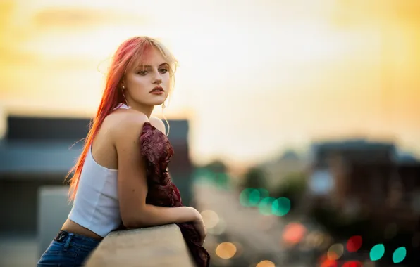 Картинка девушка, город, портрет