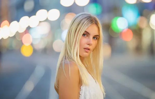 Взгляд, девушка, лицо, милая, блондинка