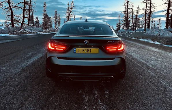 HDR, BMW, Clouds, Sky, Winter, X6M, Snow, Street
