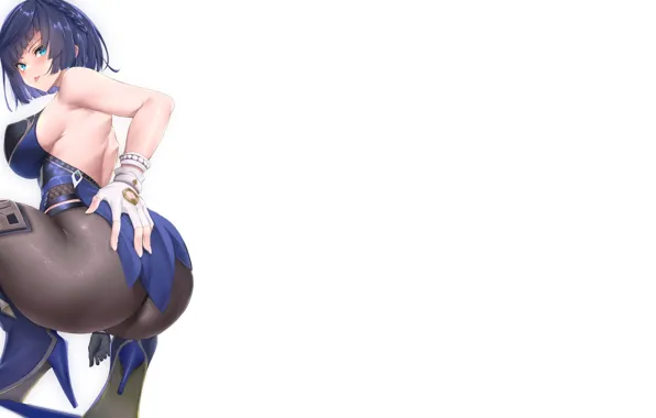 Girl, hot, sexy, blue, anime, butt, babe, armpit