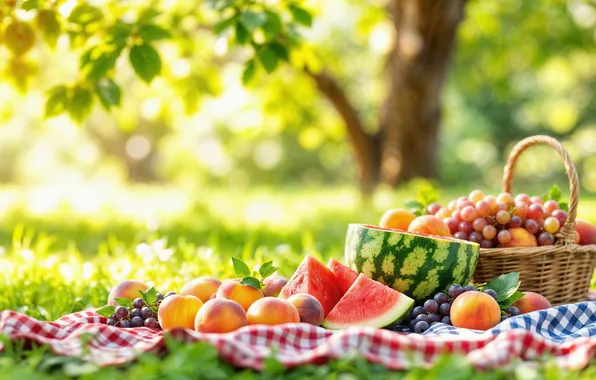 Лето, summer, фрукты, пикник