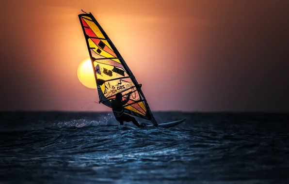 Солнце, парус, виндсерфинг, windsurfing