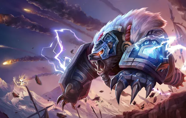 Fantasy, Art, League of Legends, Ice, Illustration, LoL, Bear, Armor