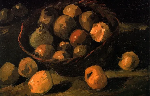 Картинка корзина, яблоки, груши, Vincent van Gogh, Basket of Apples