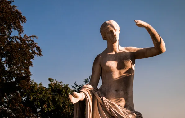 Germany, Park, Summer, Stuttgart, Statue, Sunlight, Marble