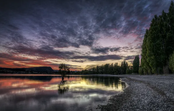 Пейзаж, закат, озеро