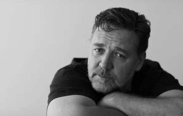 Портрет, черно-белое, актёр, Рассел Кроу, Russell Crowe