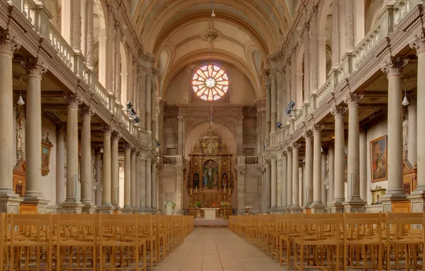 Собор, Испания, Интерьер, Неф, montbeliard, Saint-Maimbœuf church, Eglise Saint-Maimbsuf