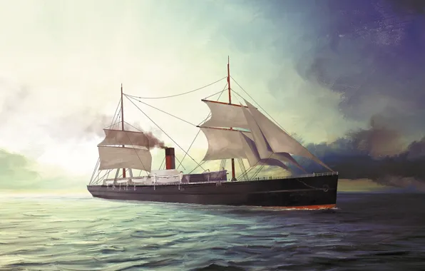 Волны, корабль, Transatlantic Ships, pommerania