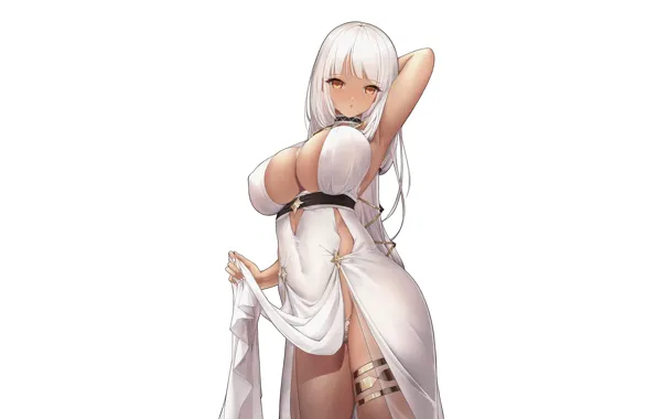 Girl, sexy, lingerie, cleavage, panties, long hair, boobs, anime