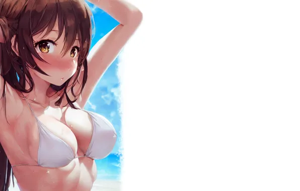 Kawaii, girl, hot, sexy, boobs, anime, brunette, babe