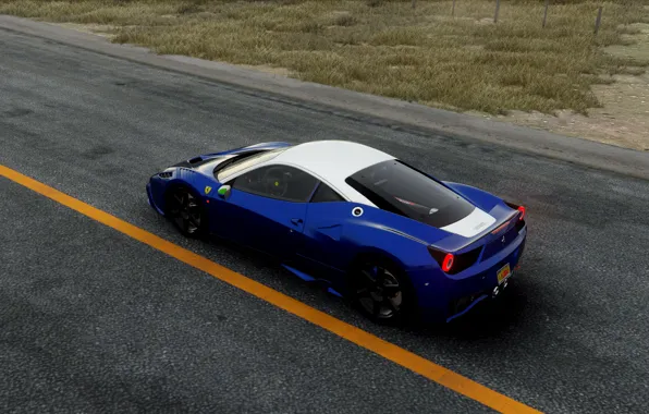 Car, game, ferrari, 458, tuning, art, blue and white
