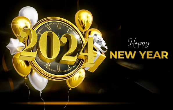 Цифры, Новый год, дата, композиция, 2024, Новый 2024 год