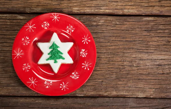 Картинка Новый Год, тарелка, Рождество, wood, merry christmas, decoration, xmas, fir tree