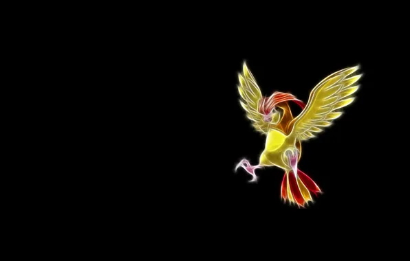 Покемон, pokemon, неоновые линии, пиджиотто, pidgeotto
