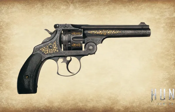 Черный, револьвер, гравировка, Smit & Wesson