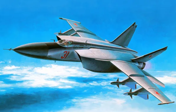 Картинка небо, рисунок, арт, поколения, истребитель-перехватчик, советский, высотный, сверхзвуковой