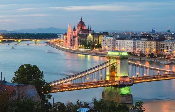 Картинка мост, город, река, Будапешт
