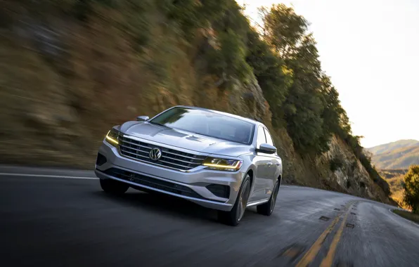 Картинка асфальт, разметка, Volkswagen, седан, Passat, 2020, 2019, US Version