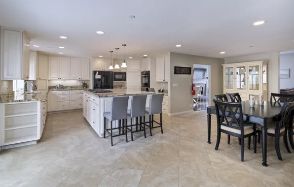 Дизайн, стол, комната, кухня, особняк, Design, Kitchen