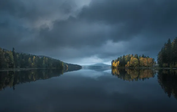 Осень, озеро, отражение, Финляндия, Северная Карелия