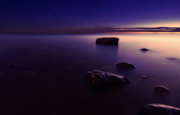 Море, небо, вода, закат, камни, океан, пейзажи, камень