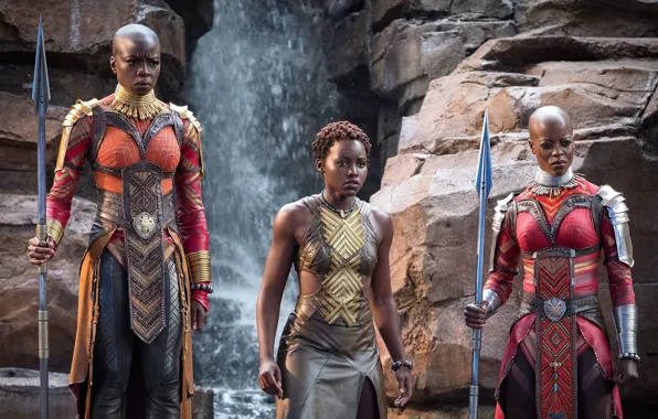 Cinema, weapon, woman, movie, film, warrior, spear, Black Panther