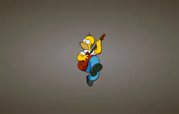 Картинка гитара, Симпсоны, гомер, красная, The Simpsons, Homer Simpson, веселуха