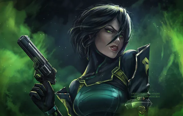 Девушка, пистолет, фантастика, Viper, Valorant, by Patrycja Kotlik