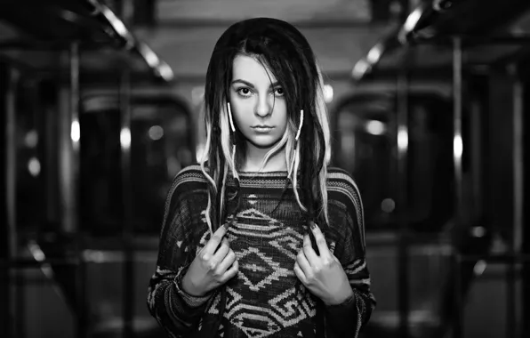 Портрет, губки, причёска, чб фотопортрет, Зарема