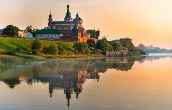 Лето, небо, природа, отражение, река, церковь, храм, Гордеев Эдуард