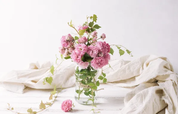 Цветы, букет, ваза, розовые, flowers, vase