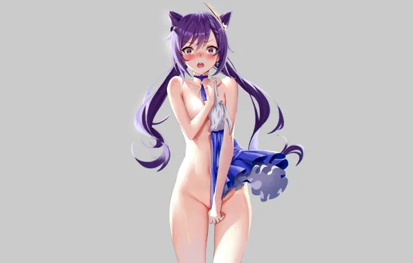 Girl, sexy, long hair, pussy, boobs, animal ears, anime, beautiful