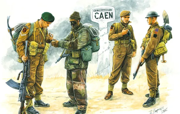 Картинка арт, солдаты, парашютисты, британские, WW2., Канны