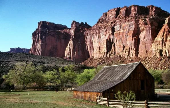 Mountains, usa, barn, Utah, bergen