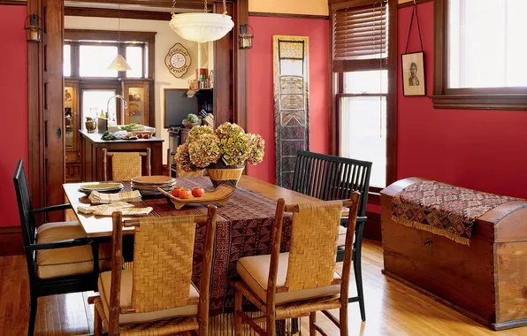 Дизайн, стиль, интерьер, кухня, столовая, теплые тона, Old House, warm tones optimal