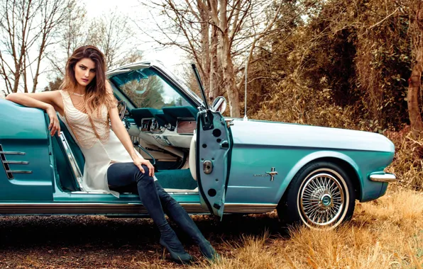 Авто, девушка, поза, сапоги