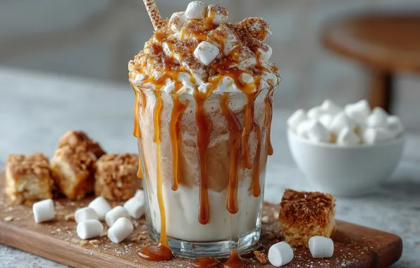 Стол, сахар, миска, корица, слои, крем, десерт, сироп