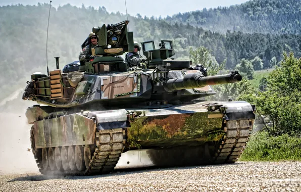 Картинка US army, tanks, M1 Abrams, armored vehicles, American MBT, green camouflage, M1A2 Abrams SEP V2