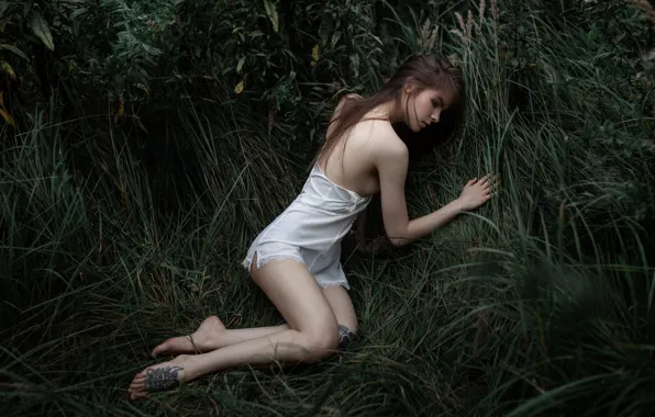 Ножки, в траве, Василиса Саровская, девушка в траве, Андрей Фролов