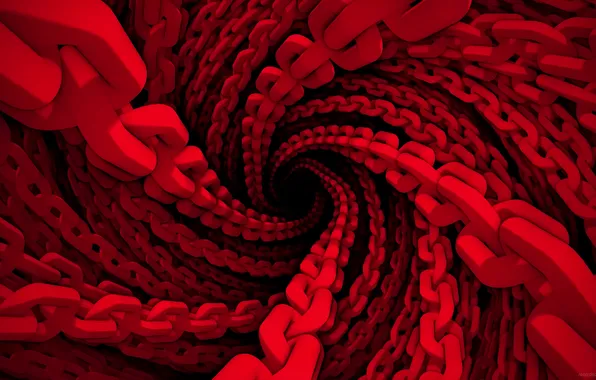 Abstract, цепь, red, цепи, digital art, chains, CGI