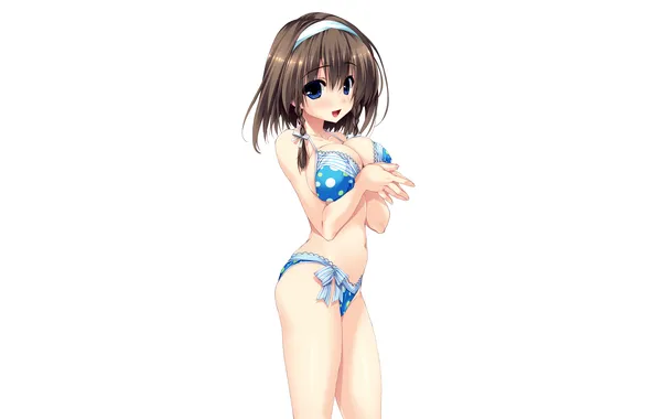 Girl, sexy, cleavage, boobs, anime, blue eyes, beautiful, short hair