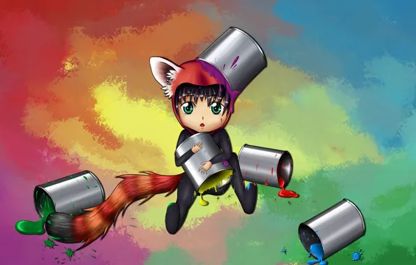 Картинка краски, аниме, неко