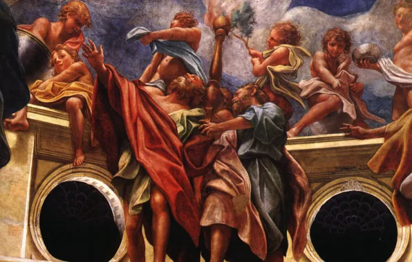 Облака, фреска, Антонио Аллегри Корреджо, итальянская живопись, Девственный фрагмент