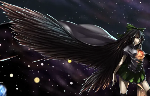 Картинка крылья, ангел, reiuji utsuho, touhou